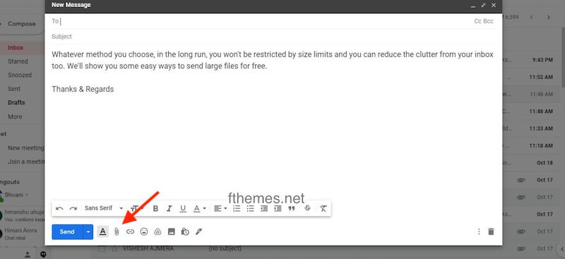 Google drive method send large email attachment