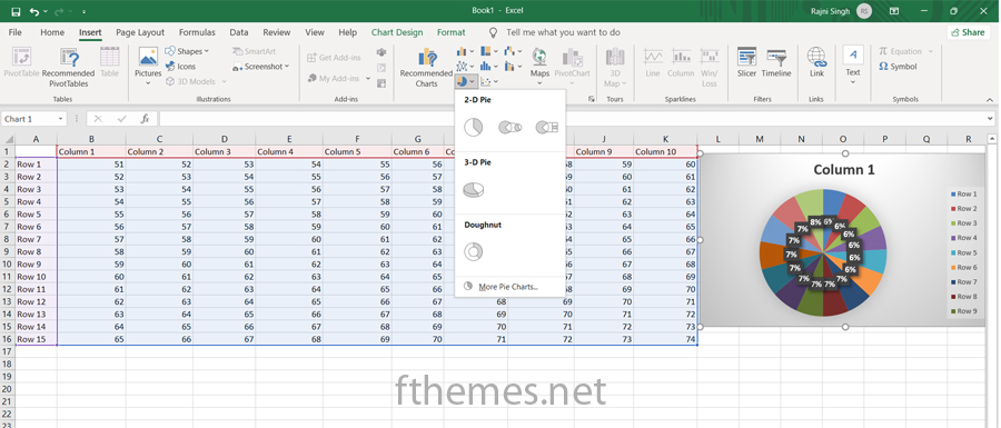 How To Make A 3D Pie Chart In Excel Step 1