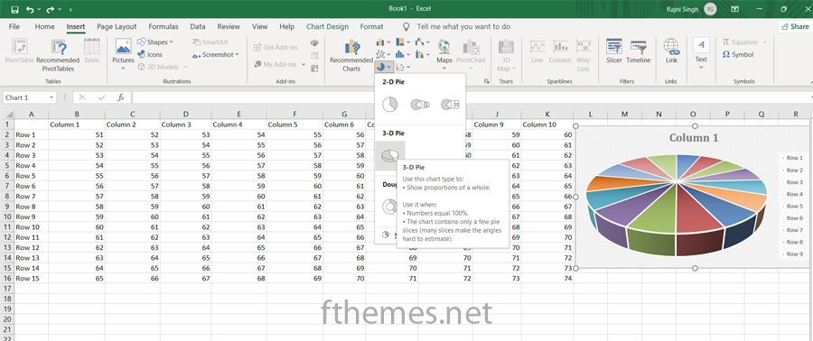 How To Make A 3D Pie Chart In Excel Step 2